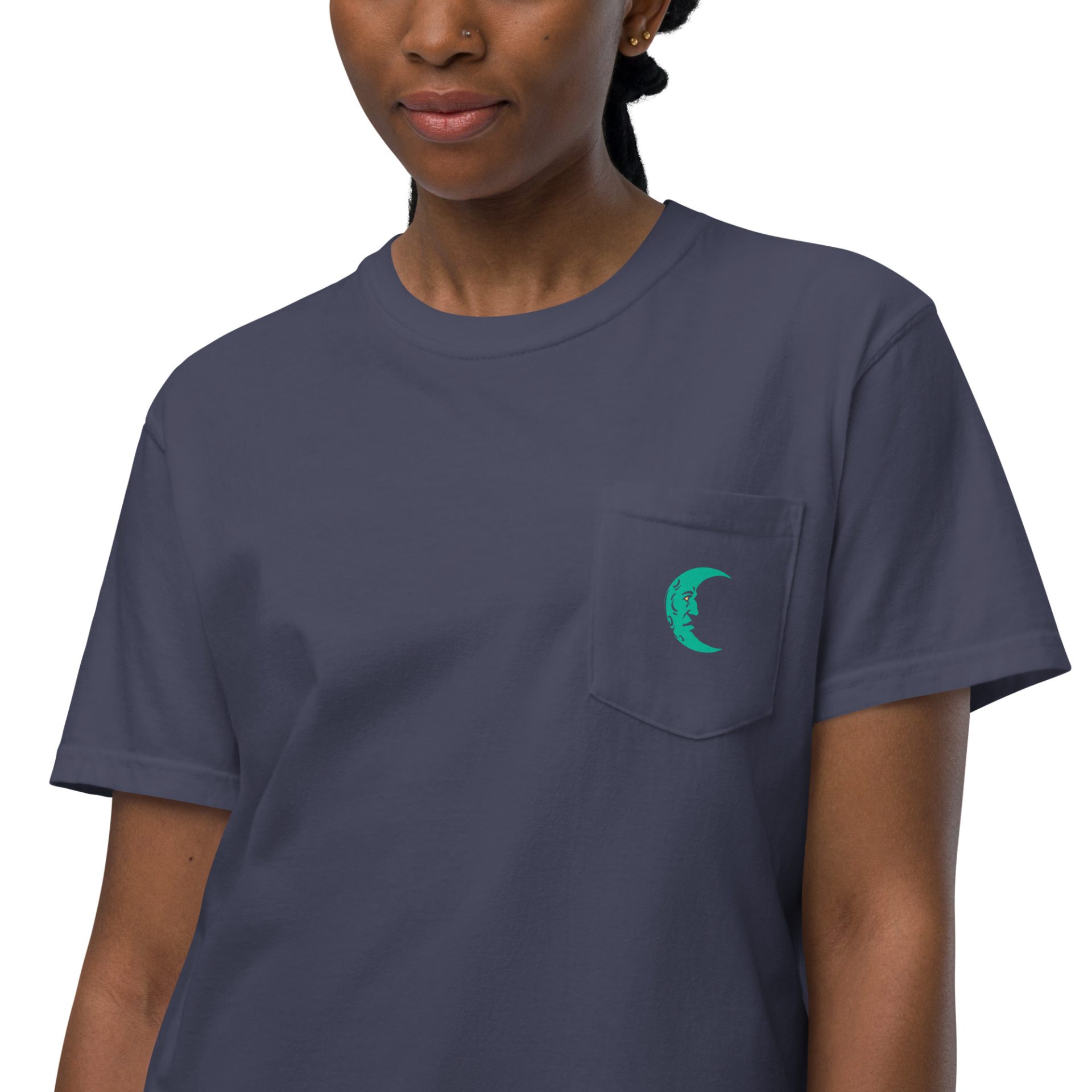 Unisex Garment Dyed Pocket T Shirt True Navy Zoomed In 65540421c6a76.jpg