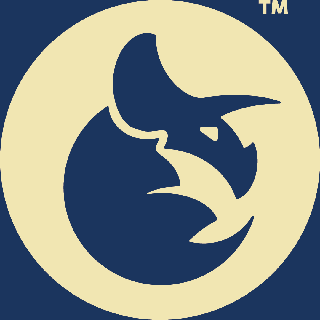 Blue and cream stylized eagle logo