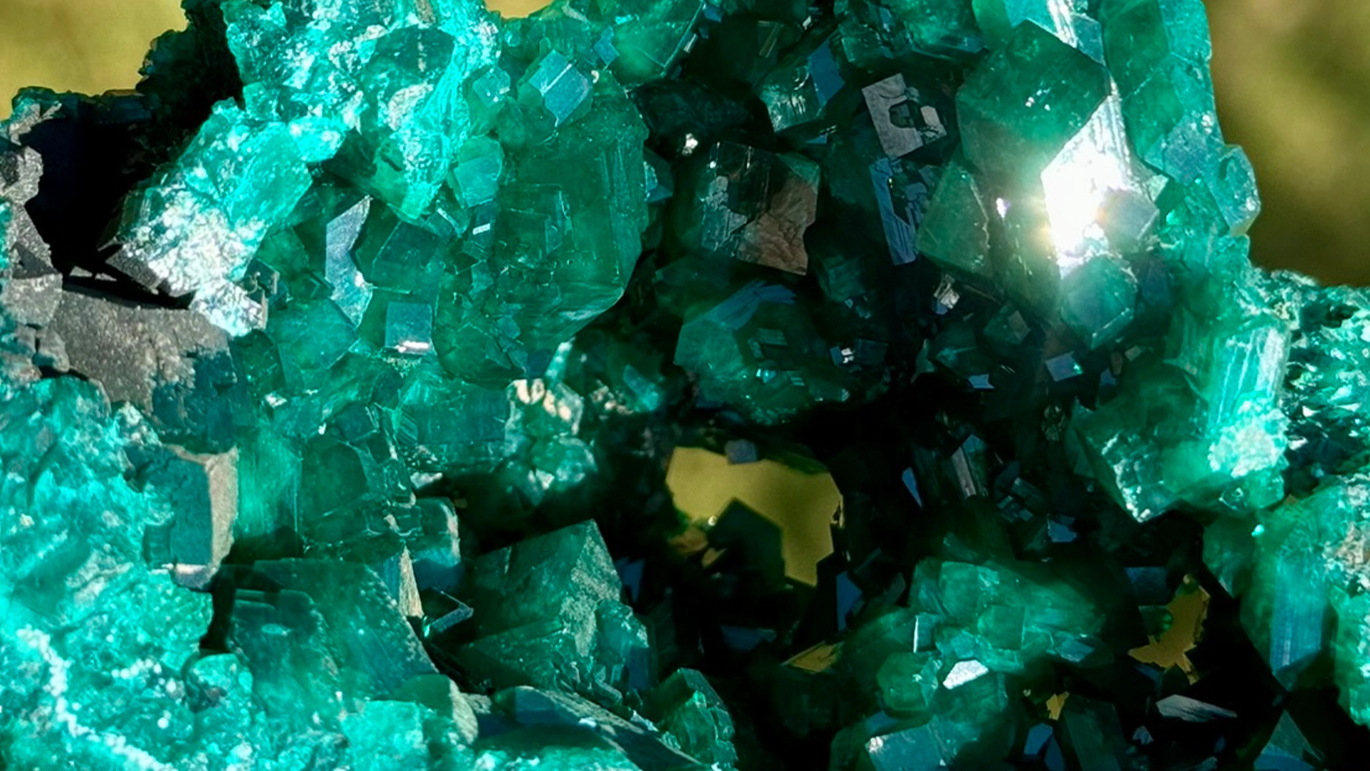 Close-up of vibrant green crystals