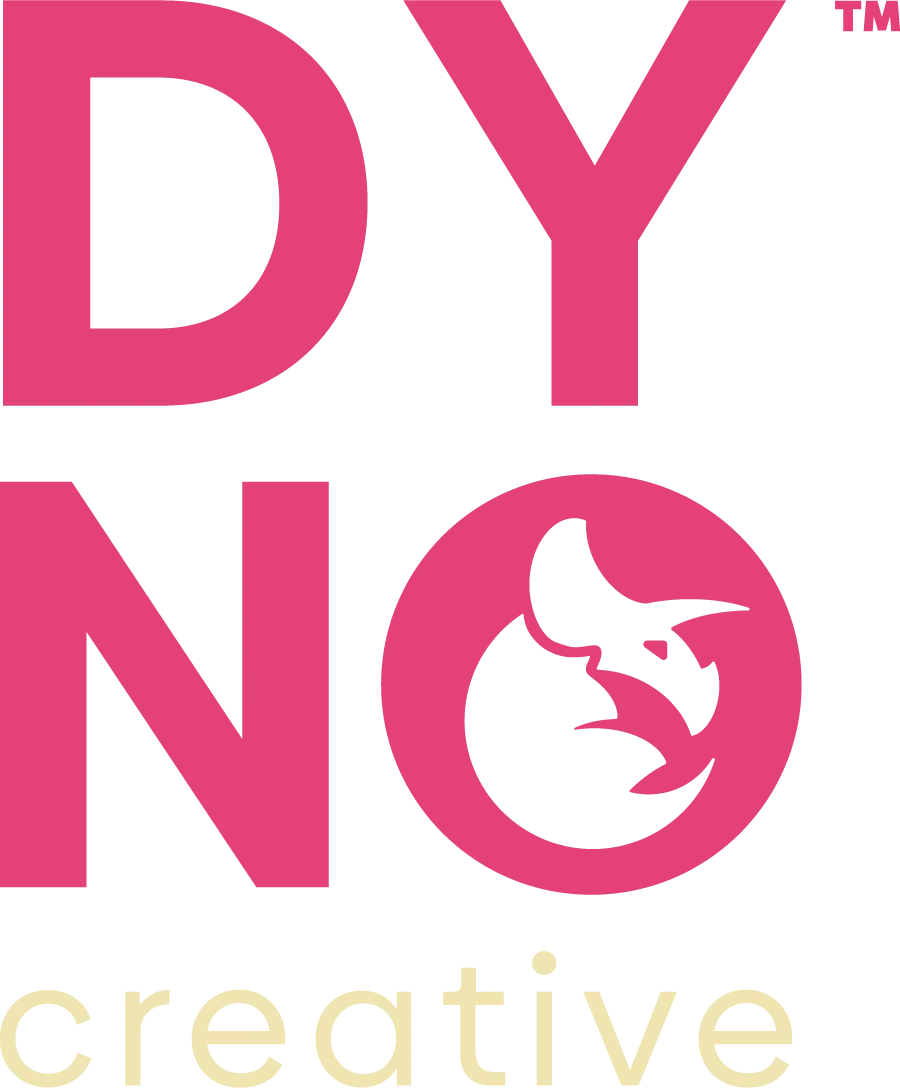DYNOCreative logo with stylized dinosaur silhouette