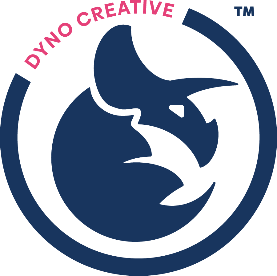 Dyno Creative logo with stylized rhinoceros silhouette