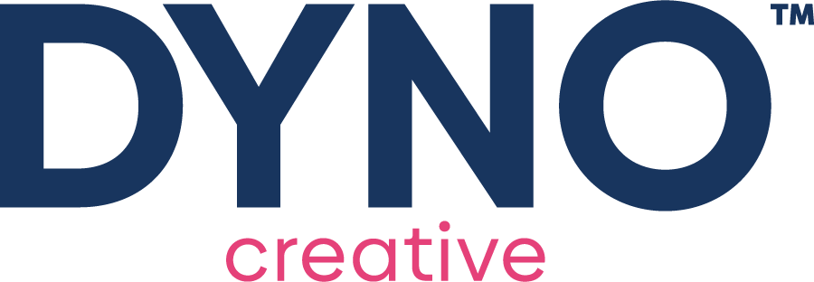 Dyno Creative logo in blue and pink