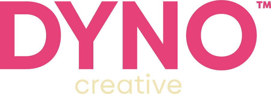 Dyno Creative logo in pink and gold