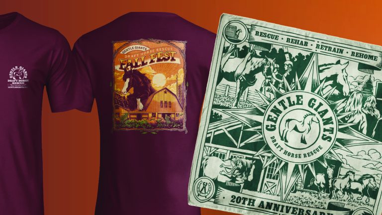 Gentle Giants Draft Horse Rescue t-shirt and anniversary design