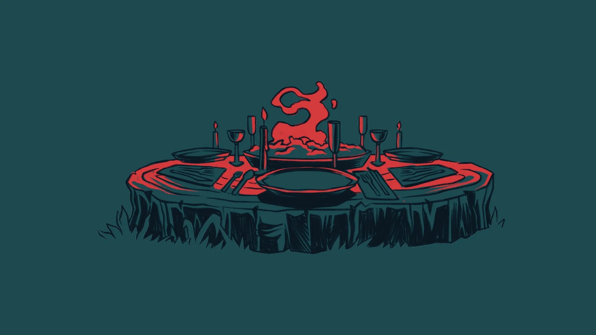 Mystical ritual site with candles and symbols