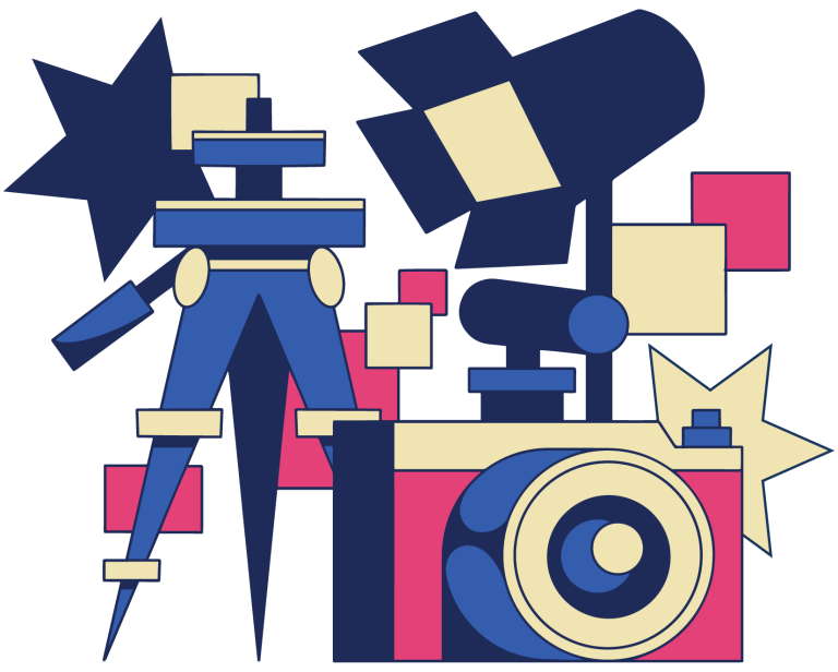 Abstract photography and cinema-themed illustration